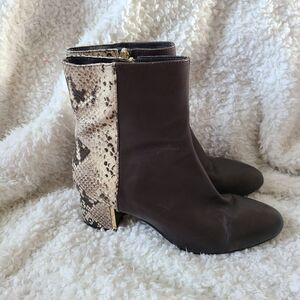 Judith Ripka Valerie‎ Snakeskin Print Color Block Leather Boots